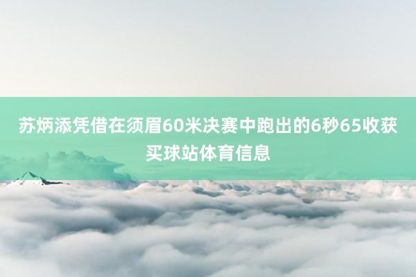 苏炳添凭借在须眉60米决赛中跑出的6秒65收获买球站体育信息